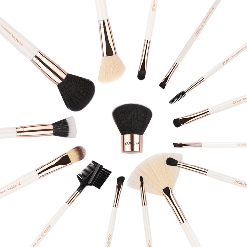 15pcs white&gold makeup brush set